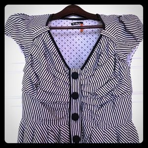 NWOT Taikonu Anthropologie Ruched Pinstripe Jacket